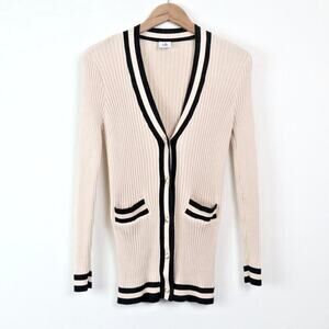 Cabi Size S Radcliff Cardigan Sweater Varsity Stripe 5458 Ivory Blue